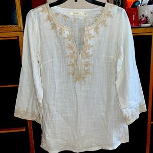 Solitaire Cotton Beige Blouse Tunic